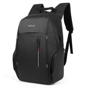 LB210 15" PU + Nylon Laptop Backpack with USB - Black