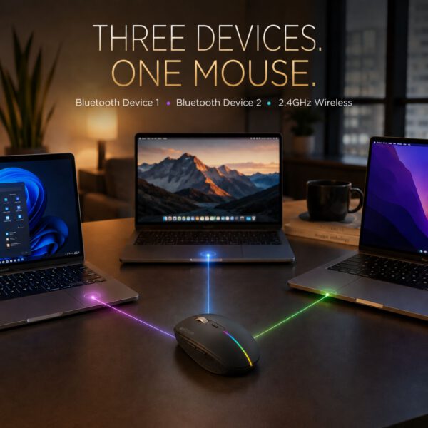 Astrum Tri-Mode Wireless Mouse BT 5.0, 3 Devices, Rechargeable - MW30C