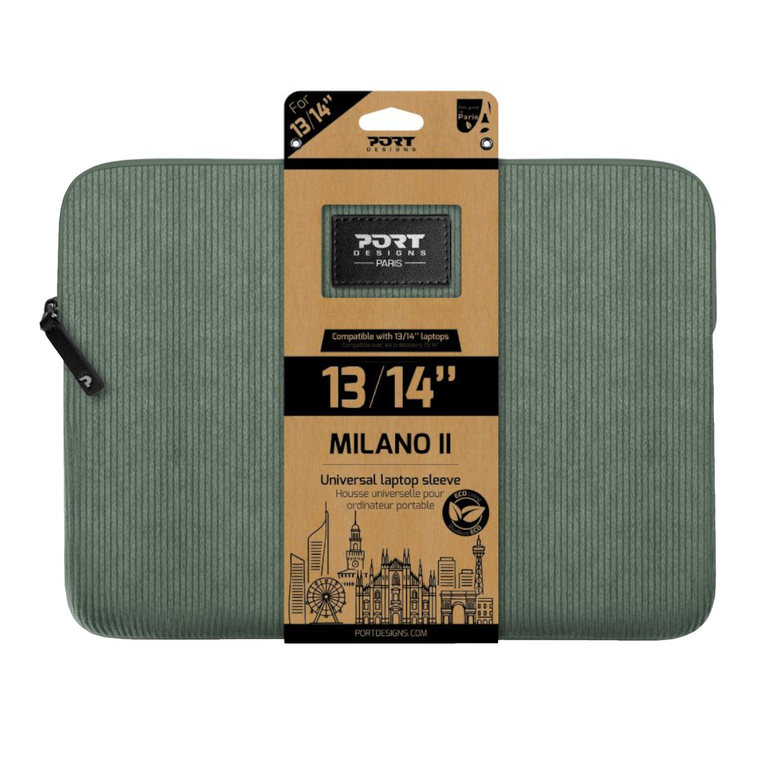 140722_Port-Designs-Milano-II-Eco-13-14-inch-Universal-Laptop-Sleeve-Sage-Green_wr_01a.jpg Port Designs Milano II Eco 13/14" Universal Laptop Sleeve - Sage Green