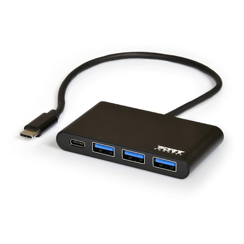 900122-DE_wr_01.jpg Port USB Type-C to 3 x USB3.0 and 1 x Type-C PD 30cm 4 Port Hub - Black