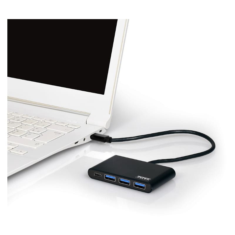 900122-DE_wr_04.jpg Port USB Type-C to 3 x USB3.0 and 1 x Type-C PD 30cm 4 Port Hub - Black