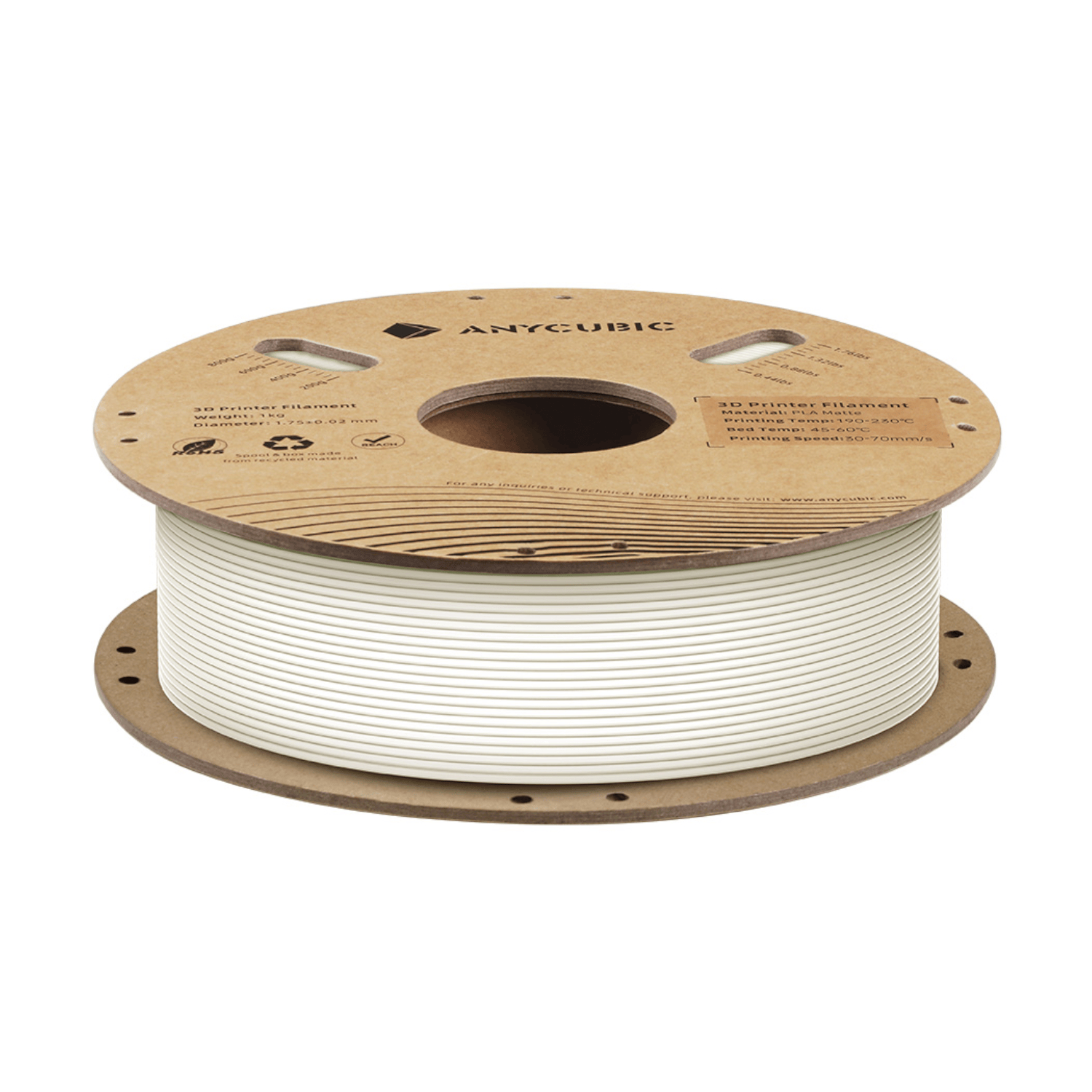 AHYGBW-10_Anycubic_PLA_Matte_Filament_1kg_-_White_wr_02.png Anycubic PLA Matte Filament 1kg - White