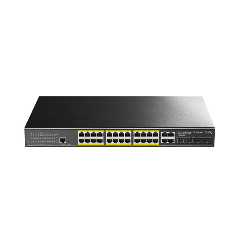 GS2028PS4_wr_01.jpg Cudy 24 Port Layer 2 Managed Gigabit PoE Switch