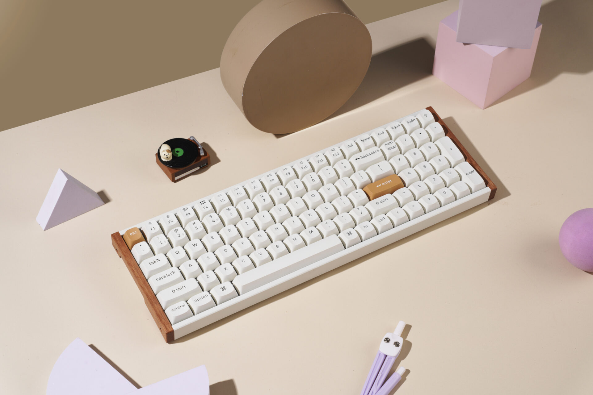 Keychron K4 HE 96% Magnetic Switch Hot-Swap RGB Wireless Keyboard – White (Wood + Aluminium)