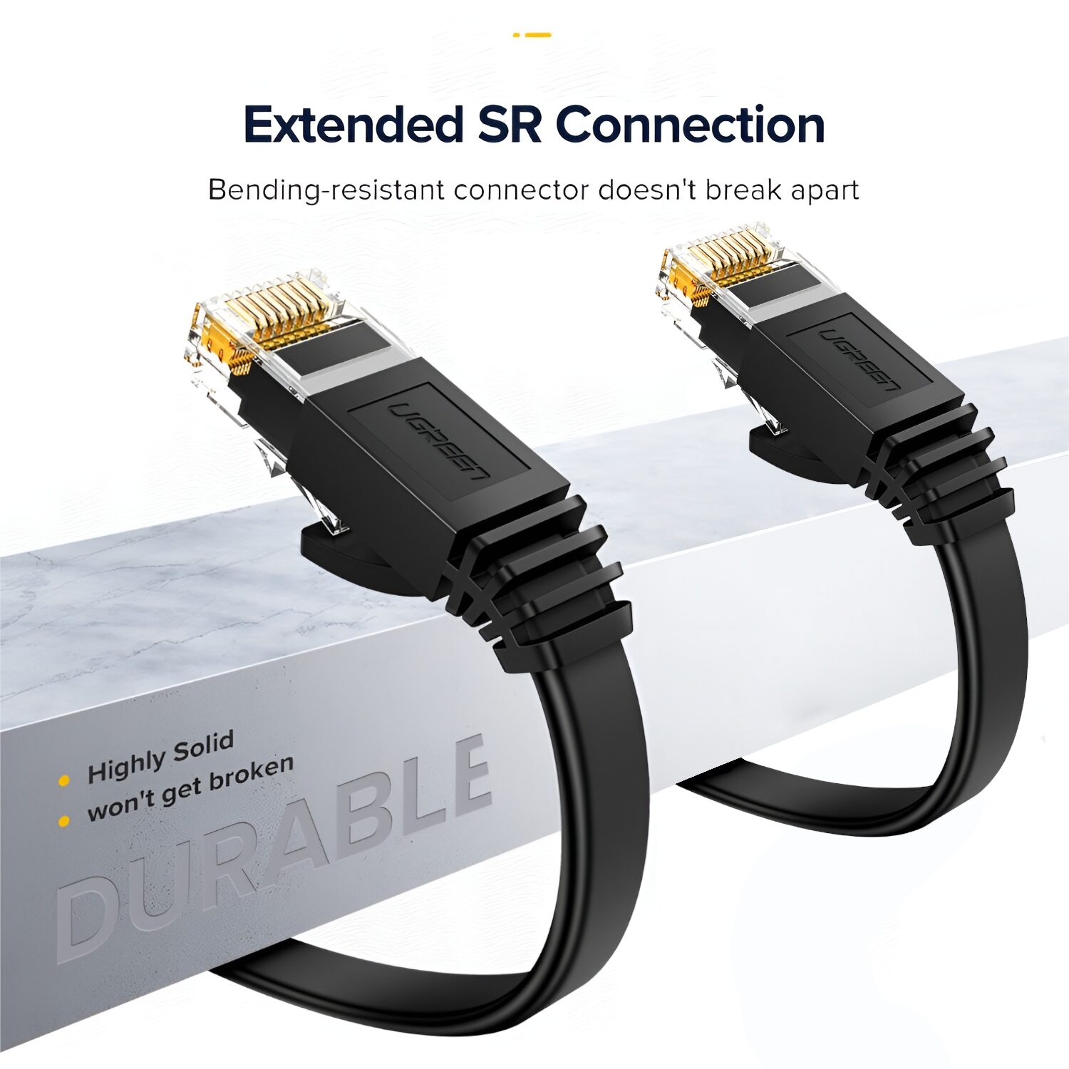UGREEN NW102 Cat6 U/UTP Flat Ethernet Cable 30m - Black
