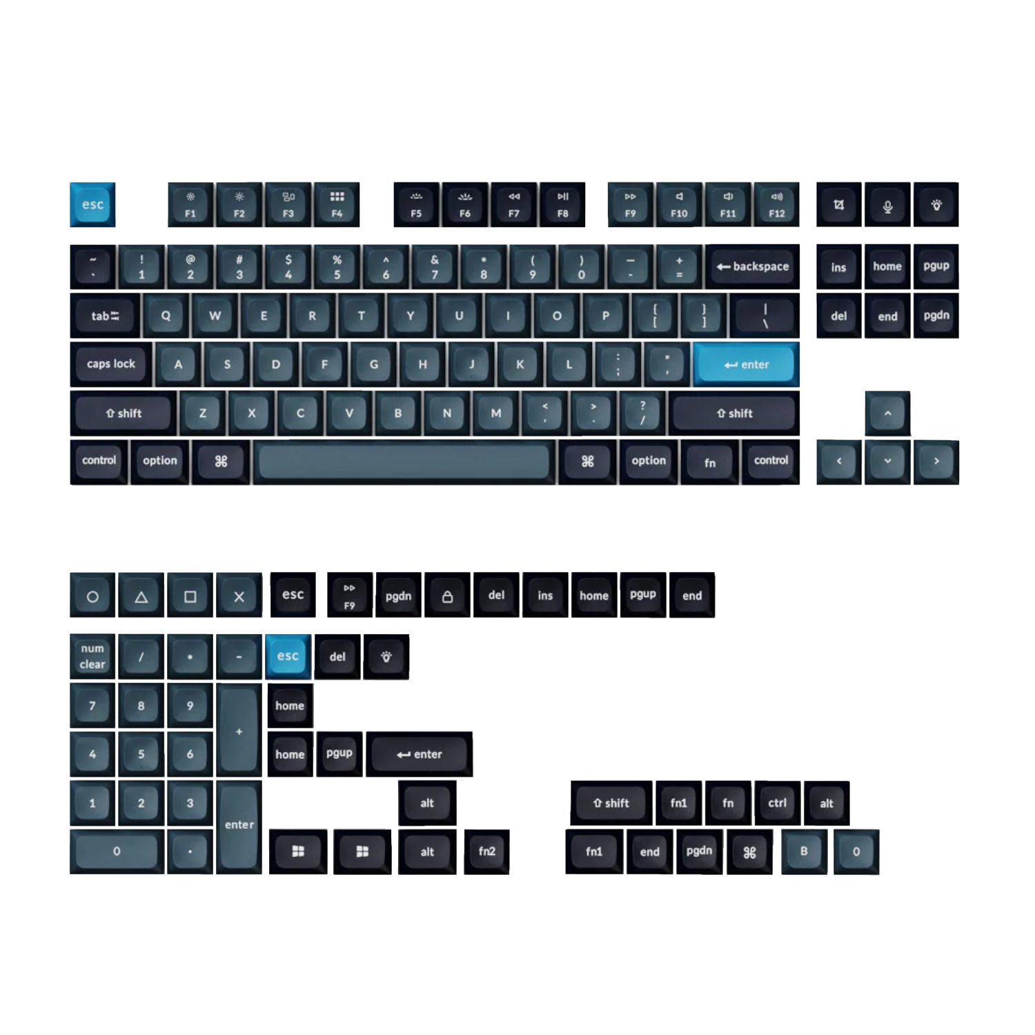 PBT-45_Keychron-Double-Shot-KSA-PBT-Keycap-Set-Dark-Grey-Blue_wr_01b.jpg Keychron Double Shot KSA PBT Keycap Set - Dark Grey/Grey/Blue