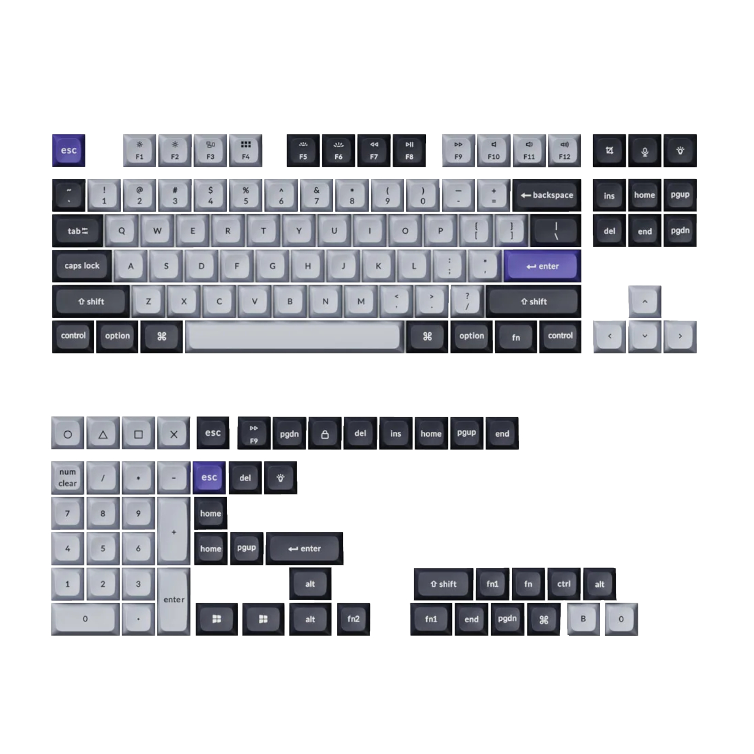 PBT-46_Keychron-Double-Shot-KSA-PBT-Keycap-Set-Dark-Grey-White-Smoke_wr_01a.jpg Keychron Double Shot KSA PBT Keycap Set - Dark Grey/White Smoke