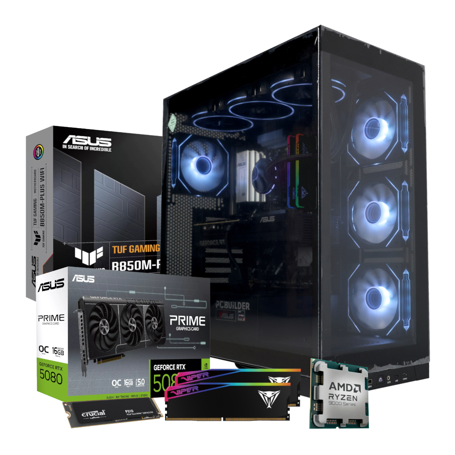 PCBuilder Ryzen 7 9850X3D ODYSSEY Windows 11 Gaming PC