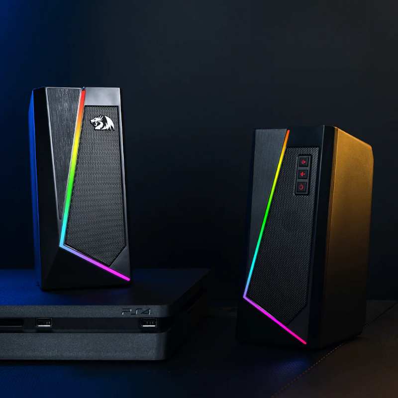 REDRAGON 2.0 Satellite Speaker ANVIL 2 x 3W RGB USB|Aux Gaming Speaker - Black