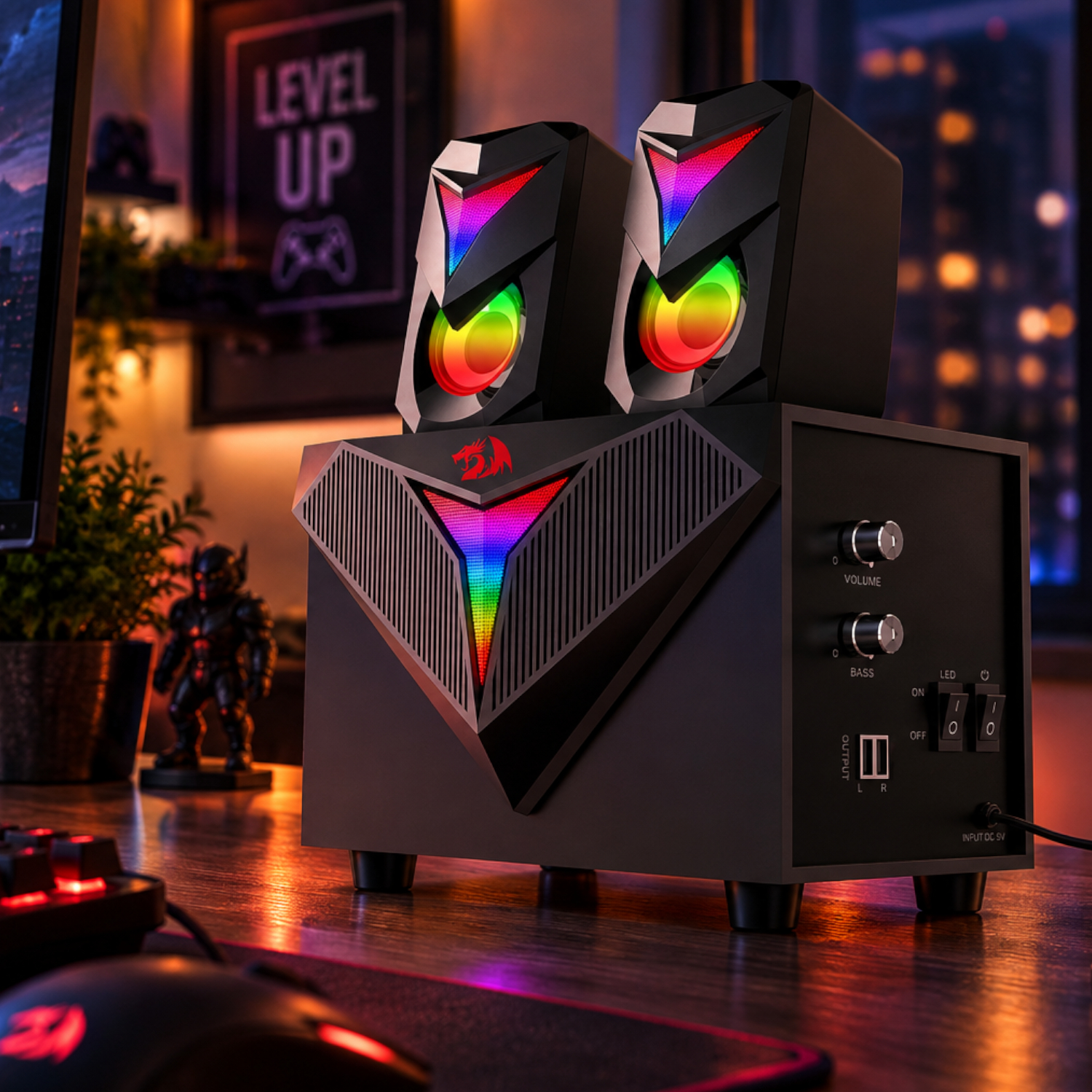 REDRAGON 2.1 Satellite Speaker TOCCATA RGB 11W Gaming Speaker - Black