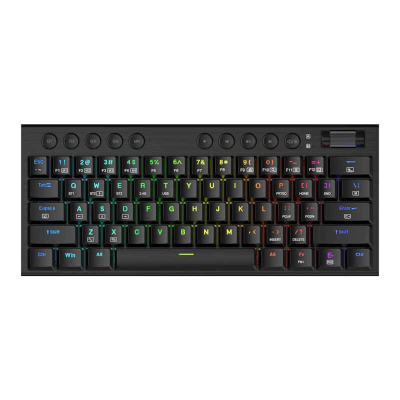 REDRAGON Horus Mini Pro 61Key Wireless Bluetooth Red Switch RGB Low Profile Gaming Mechanical Keyboard - Black