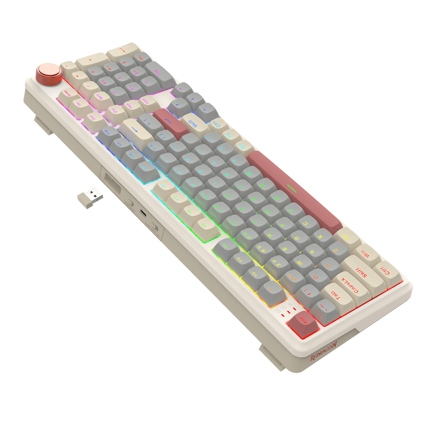 Redragon EISA 100 Retro RGB Wireless Mechanical Keyboard - Cream/Grey