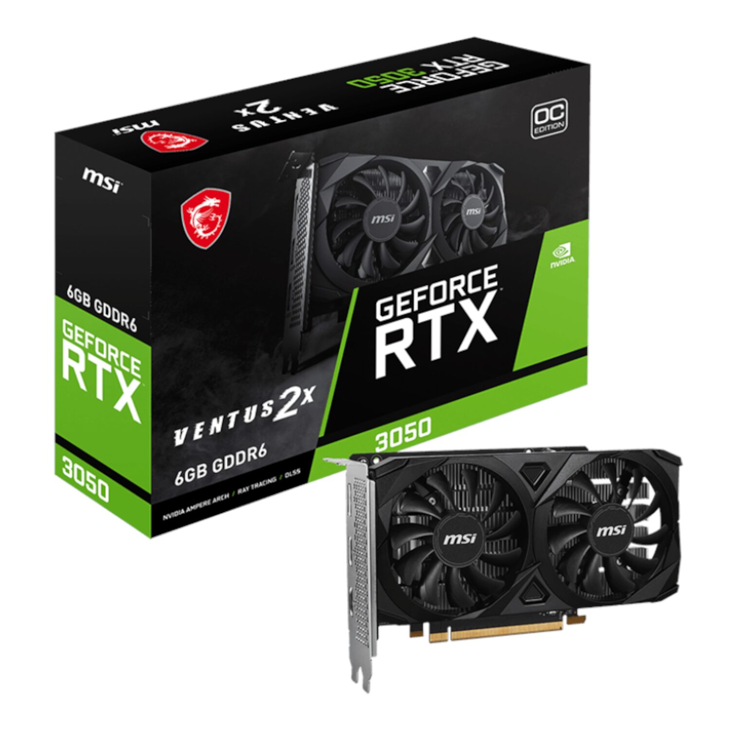 RTX3050VENTUS2XE6GOC-WR-01.jpg MSI GeForce RTX 3050 VENTUS 2X E 6GB OC Graphics Card