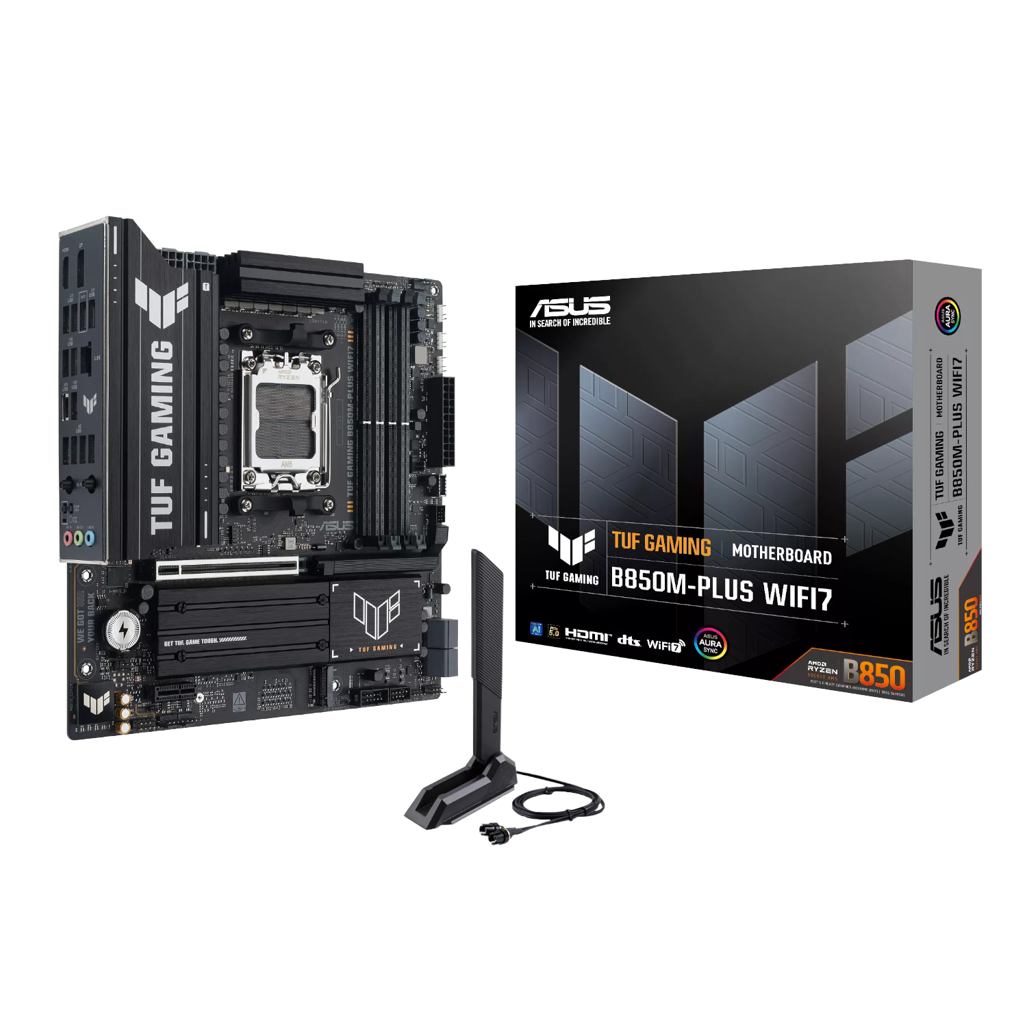 TUFGAMINGB850MPLUSWIFI7_ASUS-TUF-Gaming-B850M-Plus-WIFI-AMD-AM5-M-ATX-Gaming-Motherboard_wr_01a.jpg ASUS TUF Gaming B850M-Plus WIFI AMD AM5 M-ATX Gaming Motherboard