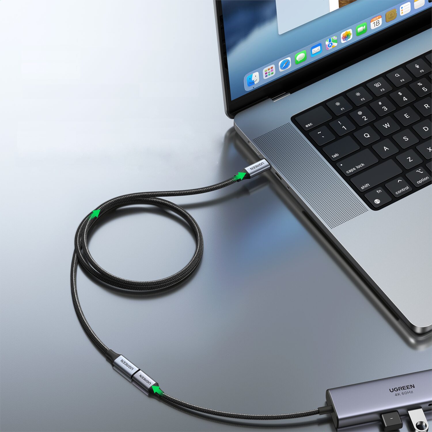 US372-30205-wr-04.jpg UGREEN Type-C 3.1 Gen2 Extension Cable – 10Gbps, PD 100W (1m)