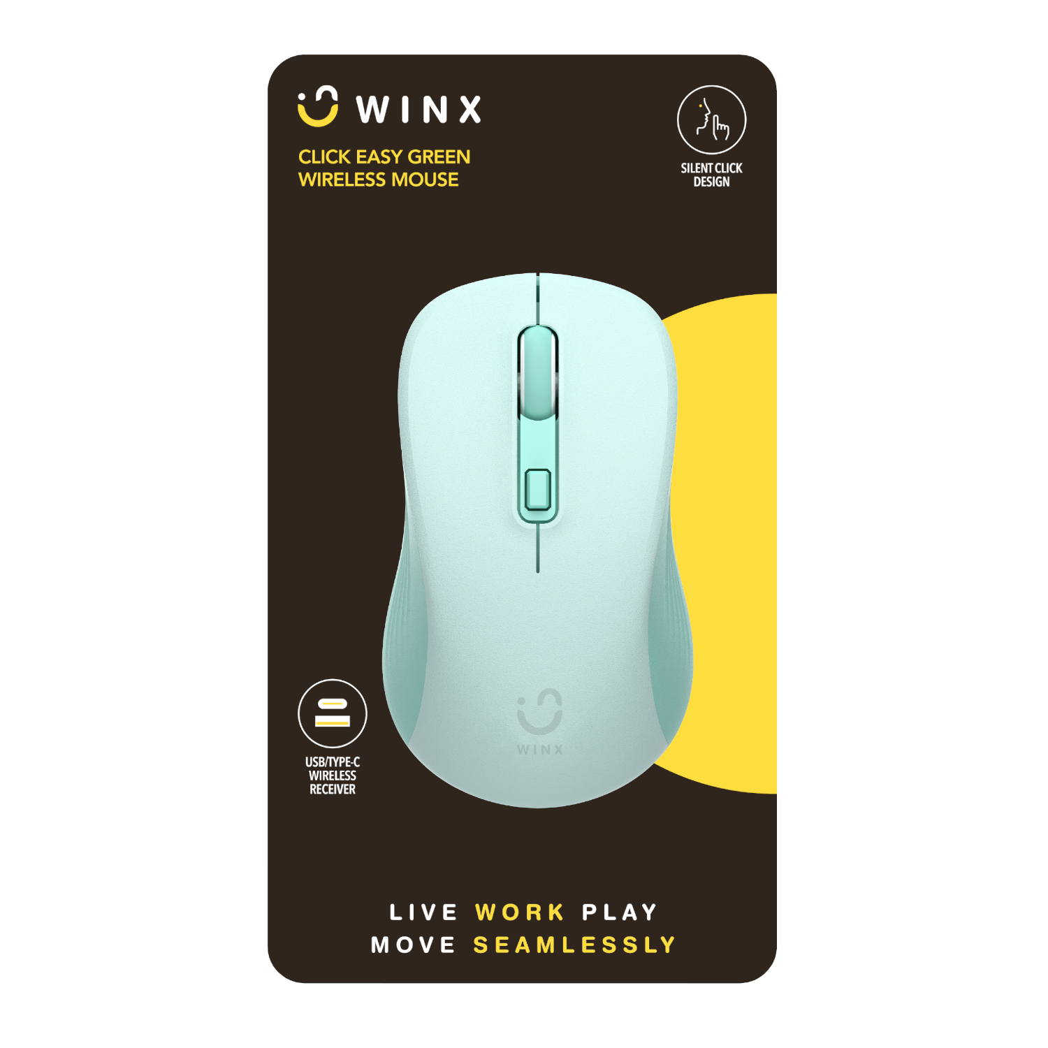 WINX CLICK Easy 1600DPI 2.4GHz Wireless Mouse - Green